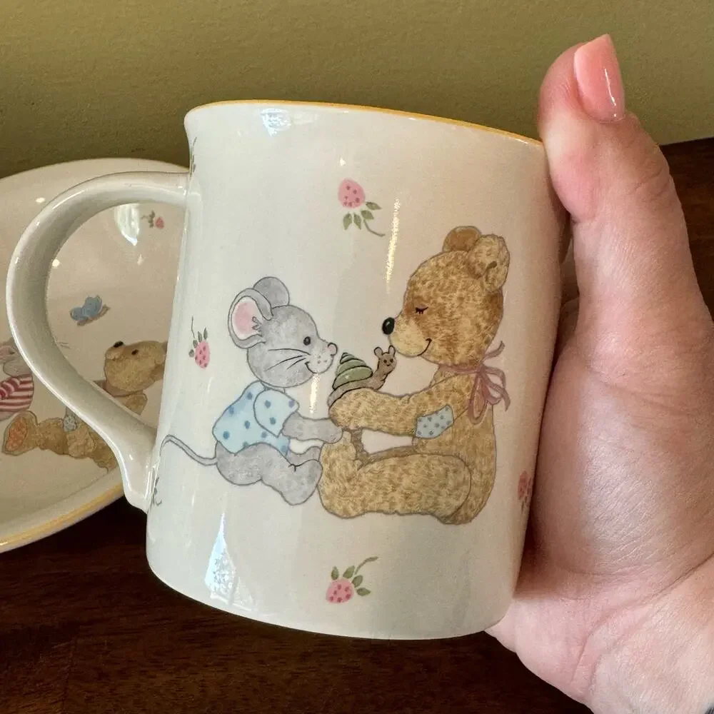 Vintage Mikasa Teddy Bowl and Mug Two Piece Set
